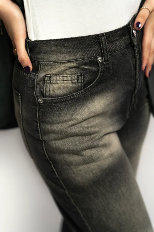 Comfort wide Leg high west Black dirty beige - Image 3