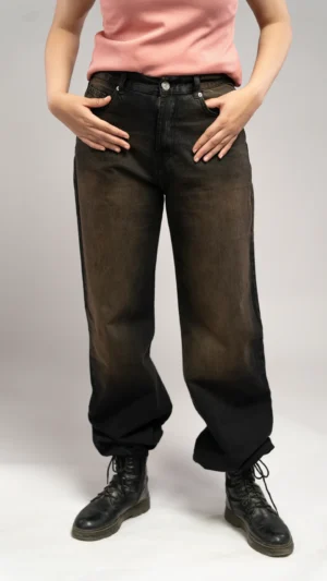 Comfort wide Leg high west black dirty oxhedas